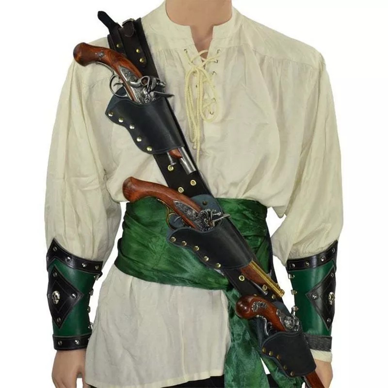 Cosplay Prop Pistol - Renesansowy Piracki Pistolet Flintlockowy Uchwyt Kabura